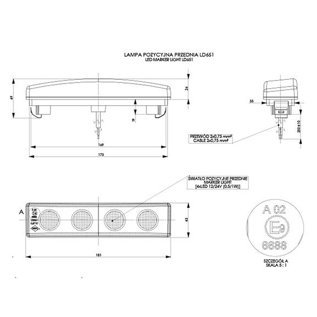 DRL HOR64 12/24V ΠΡΟΣΘΕΤΟ DAYTIME ΔΙΕΘΝΗ ΜΕ 4LED 0,5W 181x48mm ΜΑΥΡΟ 1ΤΕΜ - Image 2