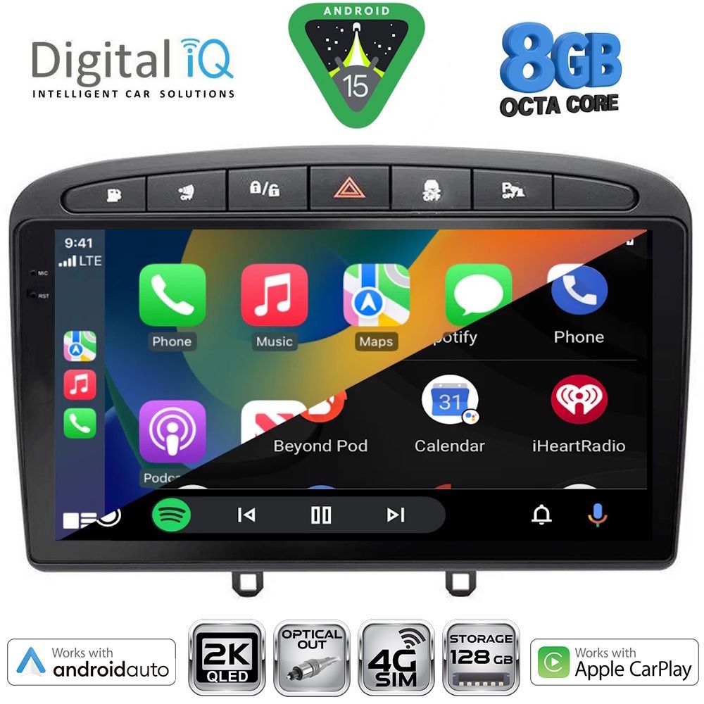 DIGITAL IQ BXK 20513BL_CPAA (9inc) MULTIMEDIA TABLET for PEUGEOT 308 mod.2007-2012 - RCZ mod.2009-2015 (BLACK)