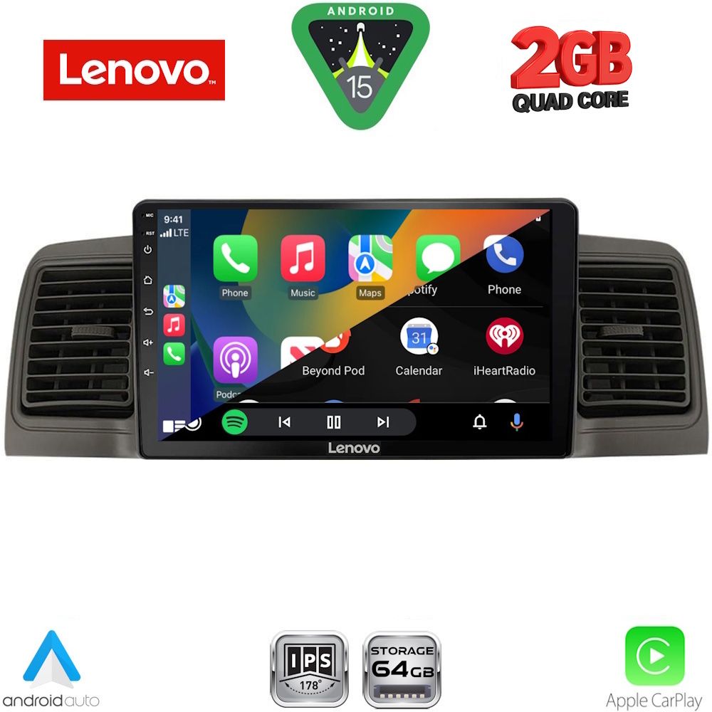 LENOVO LVD 2712BL_CPA (9inc) MULTIMEDIA TABLET for TOYOTA COROLLA mod. 2001-2006 (BLACK)