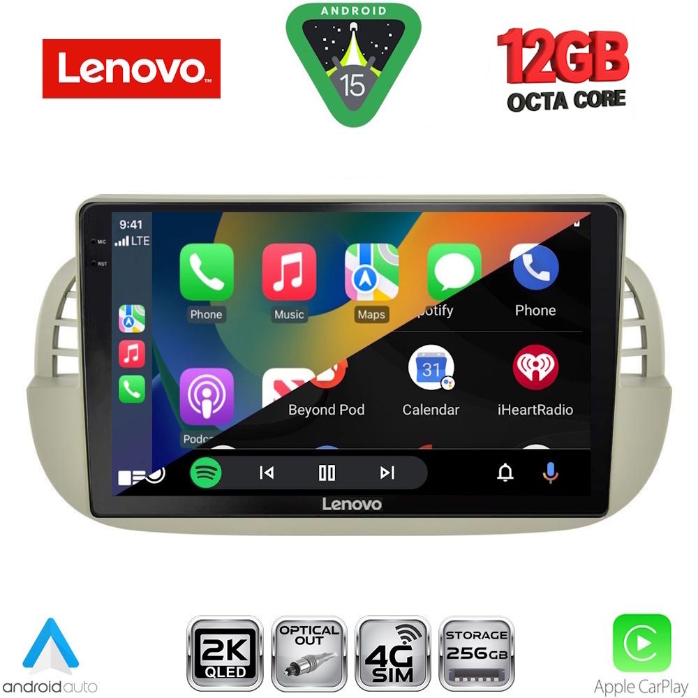 LENOVO SSZ 12130BG_CPA (9inc) MULTIMEDIA TABLET for FIAT 500 mod. 2007-2015 (BEIGE)